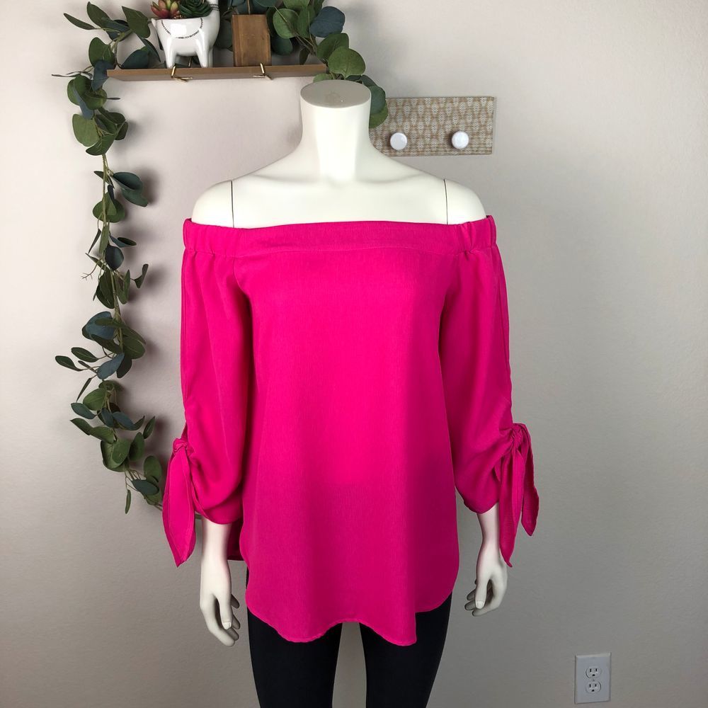 NWT boutique hot pink off the shoulder blouse